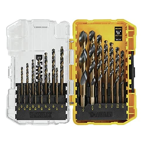 Juego de Brocas DEWALT (21 pz) Acero Alta Velocidad, Óxido Negro/Dorado, Punta 135°, Hélice 31° (DWA1181)