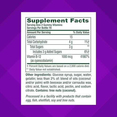 Vitafusion Vitamina B12 Gomitas para Energía, Frambuesa, 140 Uds.