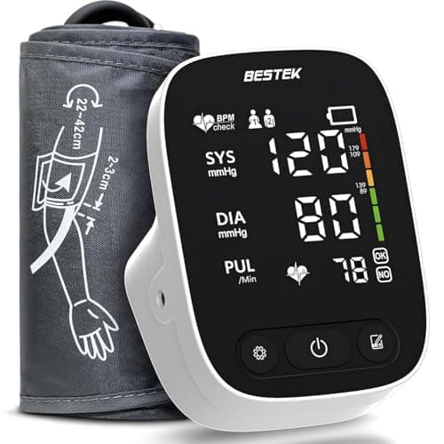 BESTEK Blood Pressure Monitor, Automatic Arm Blood Pressure Monitors for Home Use, Digital Large LED Voiced Broadcast BP Cuff Comfortable and Portable for Home Travel (9"-17" Adjus
