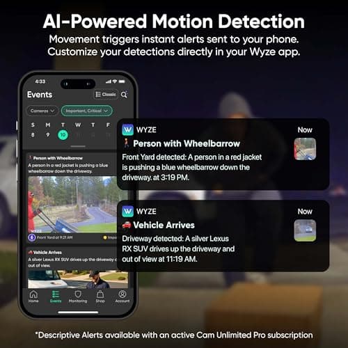 WYZE Window Camera, WiFi Indoor HD Home Security Camera, Upgraded Color Night Vision, Anti-Glare, AI-Powered Motion Detection, Easy & Quick Setup, 24/7 Recording, Works w/Alexa & Google