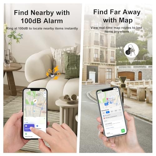 Localizador Beyamis Air Tracker (4-Pack) Bluetooth + UWB para Apple Find My (iOS). Con 2 Pilas 2032 Extras para Llaves, Equipaje y Más.