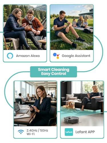 Lefant Robot Vacuum and Mop, 20000Pa Strong Suction, Self-Cleaning Roller Mop with Auto Drying, LiDAR Navigation & Obstacle Avoidance, Tangle-Free Pet Hair, Slim, 5G WiFi, M210 Pro Omni-Dark Gray