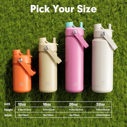 Termo ENCOOL de Acero Inoxidable Aislado con Popote, Antiderrames, Libre de BPA, Doble Pared al Vacío, Mantiene Frío 24H (26 oz, Algodón de Azúcar)