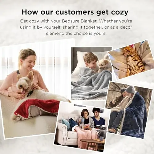 Bedsure GentleSoft Sherpa Fleece King Blankets for Bed, Non-Heated, Thick and Warm Throw for Women and Men, Soft Fuzzy Plush King Blanket for Winter, Grey, 108x90 Inches