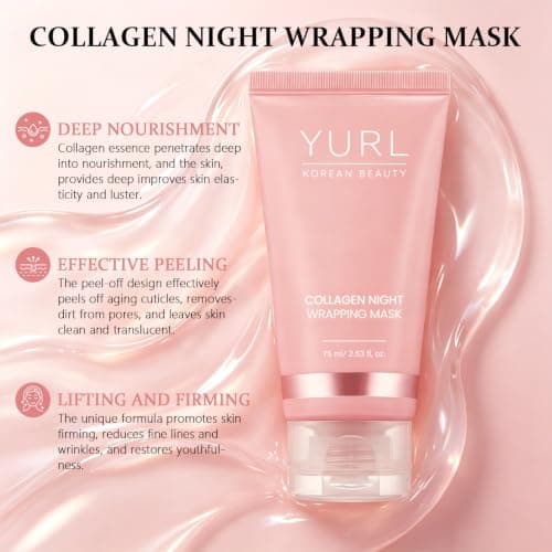 Ailutle Collagen Night Wrapping Mask, Overnight Peel-Off Face Mask for Glass Skin, Hydrating & Firming, Hydrating & Firming Sleeping Mask, Korean Skincare for All Skin Types, 2.53 FL Oz