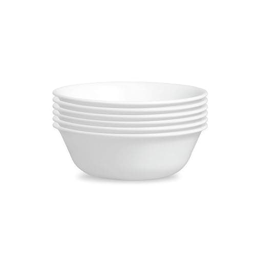 Corelle Vitrelle 6-Piece Soup/Cereal Bowl Set Triple Layer Glass and Chip Resistant, 18-Oz Lightweight Round Bowls, Winter Frost White