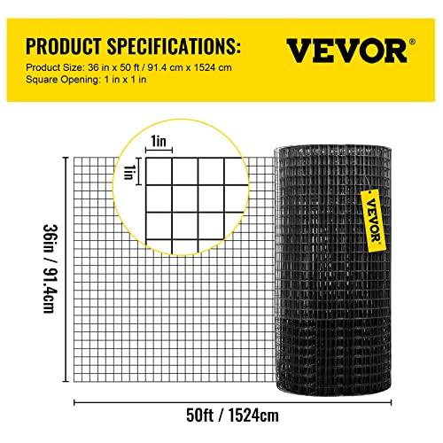 VEVOR Malla Metálica Galvanizada 36"x50' (1"x1") Calibre 16 + Kit de Instalación