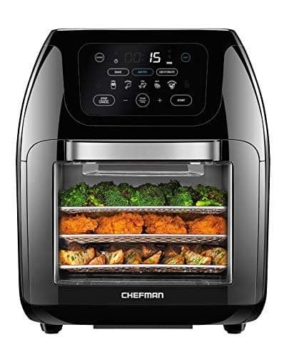 CHEFMAN Freidora de Aire Digital Multifuncional 5 en 1 XL 10L con Asador, Deshidratador y Horno de Convección, 17 Presets y Apagado Automático