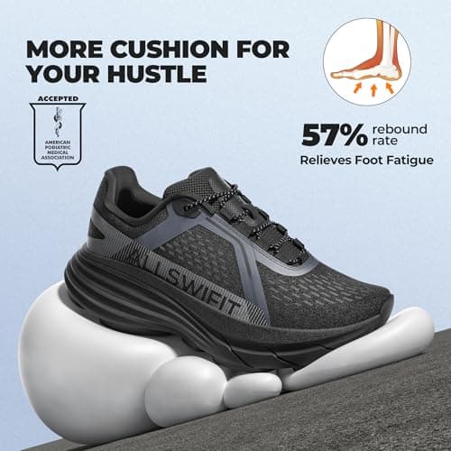 ALLSWIFIT Women's Breathable Cushion Fashion Sneakers,Black,7 | Lightweight,Non Slip,Arch Support,Comfort,Workout,Jogging,Gym,Athletic,Workout,Walking,Running,Tennis,Exercise,ActiveAiry
