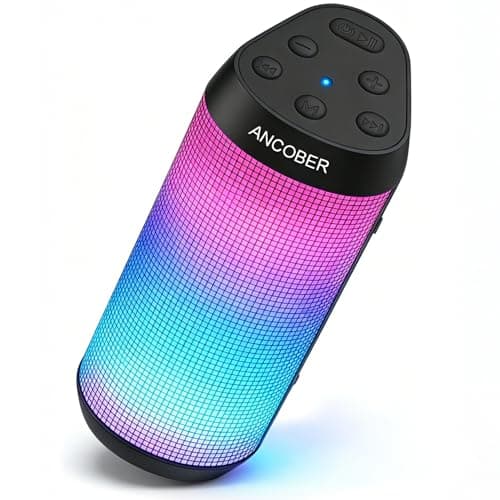Bluetooth Speaker Portable Wireless, 20W Stereo Loud Sound, 8 Modes LED Light Show, 30H Playtime, IPX4 Waterproof, TWS Pairing, Built-in Mic, BT5.3 for Outdoor, Party, Travel, Home