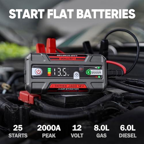 LOKITHOR J400 Portable Jump Starter 2000A, 12V Lithium Battery Booster with ConnectMax Tech, Smart Digital Display, Car Jump Box for Up to 8.0L Gas & 6.0L Diesel Engines