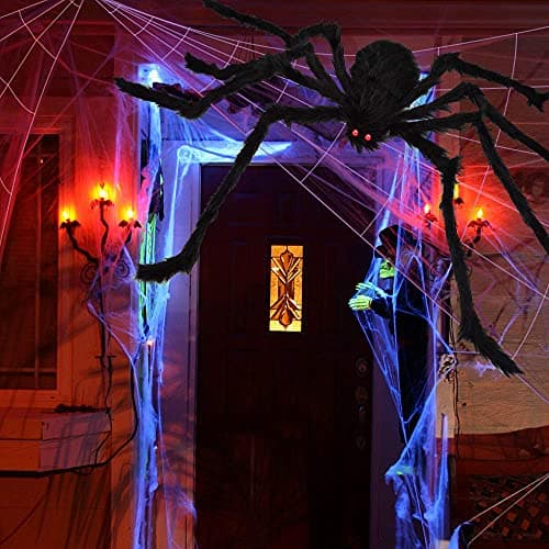 OCATO 200" Halloween Decorations Spider Web Outdoor +59" Giant Spider Décor