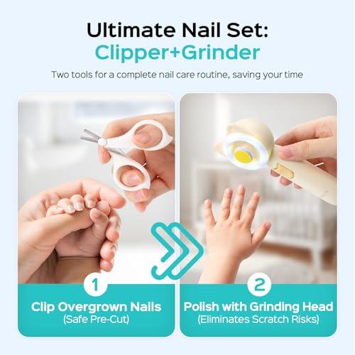 Kit 16 en 1 COSLUS para Uñas de Bebé: Eléctrico, Silencioso y con Luz 360°