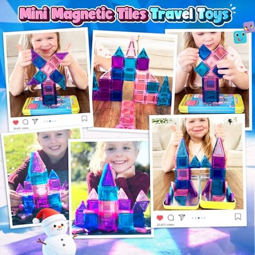 Mini Magnetic Tiles Kids Toys Travel Essential Games STEM Educational Toys