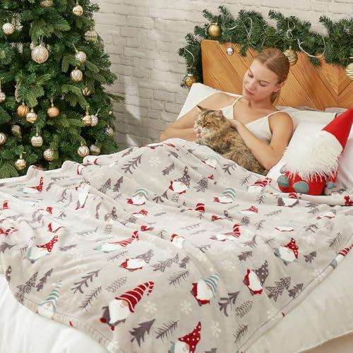 Cozy Bliss Gnome Throw Blanket Christmas Blanket Warm MilkyPlush™ Throw Blanket,Ultra Soft Cozy Blankets for Couch,Sofa and Bed(Xmas Gnome,60"x80")