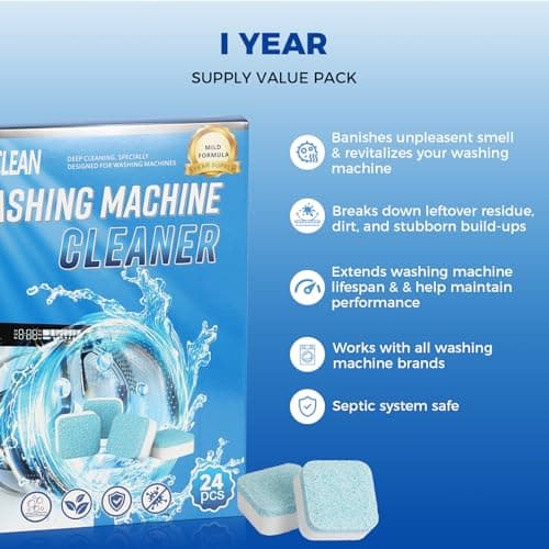 Gihen 48 Washing Machine Cleaner Tablets, Descaler Odor Remover HE Washer