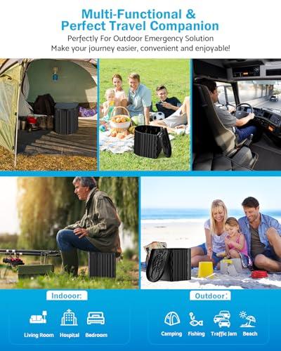 Baño Portátil Mejorado 15'' con Soporte de Papel y 450 Lbs para Exteriores