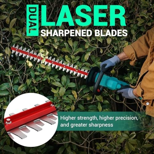 DCA 22 inch Hedge Trimmer Cordless 20V, 2800RPM Electric Bush Trimmer with Dual-Action Blade, 3/4" Cutting Capacity, 5.2 LBS Lightweight Bush Clipper, 180° Rotatable, 2.0Ah Battery & Charger Included