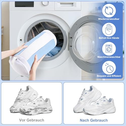 Dntorx: 2 Bolsas para Lavar Zapatos en Lavadora y Secadora, Azul + Blanco