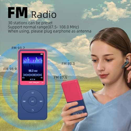 CONODO MP3 Player with Bluetooth 5.3, 1.8" Screen, Color-Block Music Player