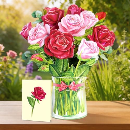 Airpark Pop Up Birthday Cards for Women, Paper Flowers Bouquet Card for Mom