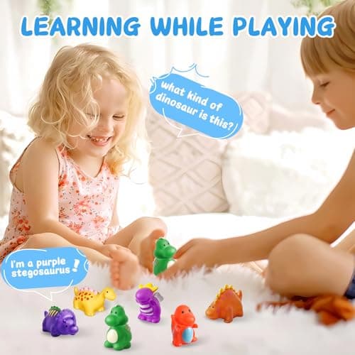 Color Changing No Hole Dinosaur Bath Toys Kids Ages 3+ Halloween Toys | Halloween Goodie Bag Stuffers Dinosaur Toys for Water Table Kids, Water Pool Toys for Bathtub Beach with Drying Bag