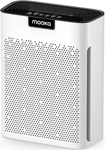 Purificador de Aire MOOKA H13 HEPA para Hogar y Mascotas, Filtros Lavables, Ambientes Grandes y Fragancia