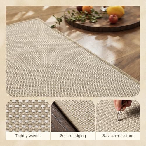 MontVoo Kitchen Rugs Non Slip Washable, Absorbent Braided Kitchen Mats for Floor with Rubber Backing, Durable Easy Clean Kitchen Floor Mat for Front of Sink, Laundry, Entryway, Beige, 17"x28"