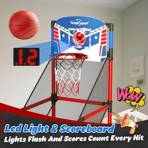 Aro de Básquetbol Arcade Ajustable EagleStone con Marcador LED para Niños