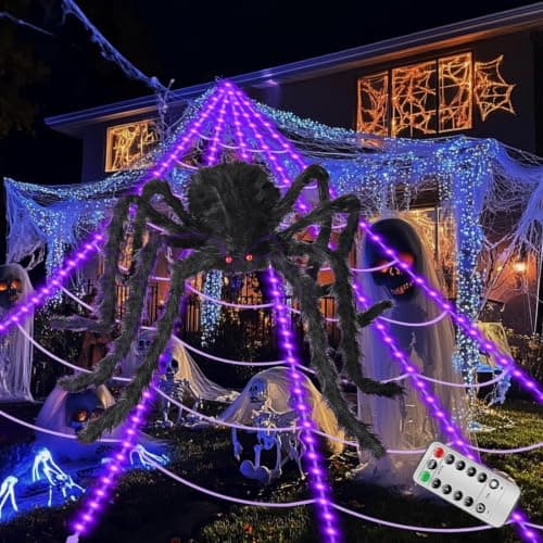 Brighter Spider Webs Halloween Decorations Lights,Halloween Decor