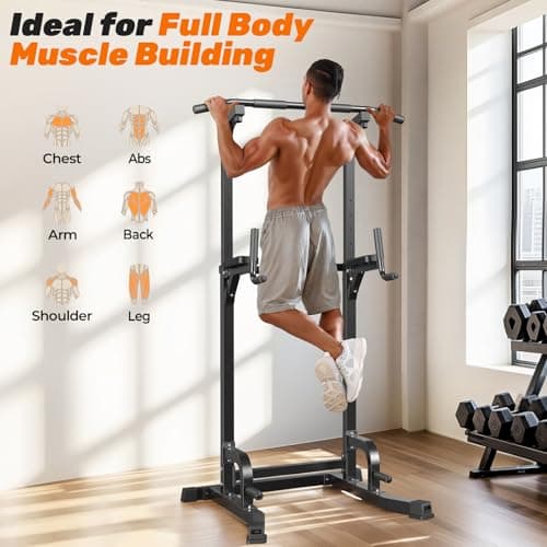 SPORTSROYALS Power Tower, Multi-Function Pull up Bar Dip Station with Upgraded Adjustable Foot Cover Equipment for Home Gym,360LBS