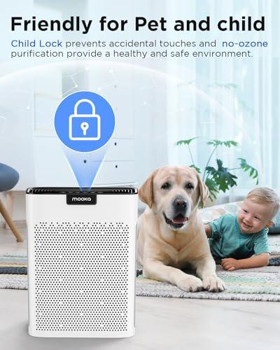 Purificador de Aire MOOKA H13 HEPA para Hogar y Mascotas, Filtros Lavables, Ambientes Grandes y Fragancia