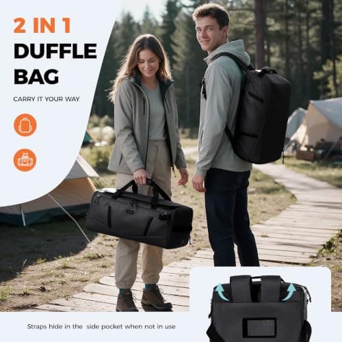 40L Water-Resistant Duffle Backpack with Shoe Compartment & Wet Pocket