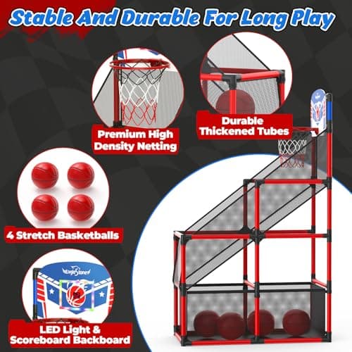 Aro de Básquetbol Arcade Ajustable EagleStone con Marcador LED para Niños