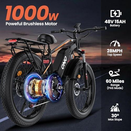 Bicicleta Eléctrica Todo Terreno con Llantas Gordas, Motor 1500W y 96km de Autonomía