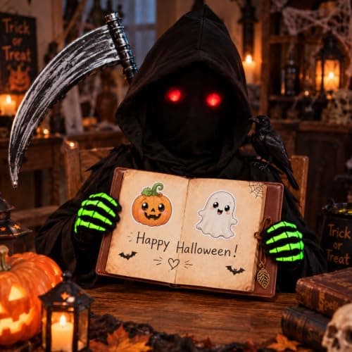 Lucky Merit 27 PCS Grim Reaper Halloween Costume for Kids Ages 5-12