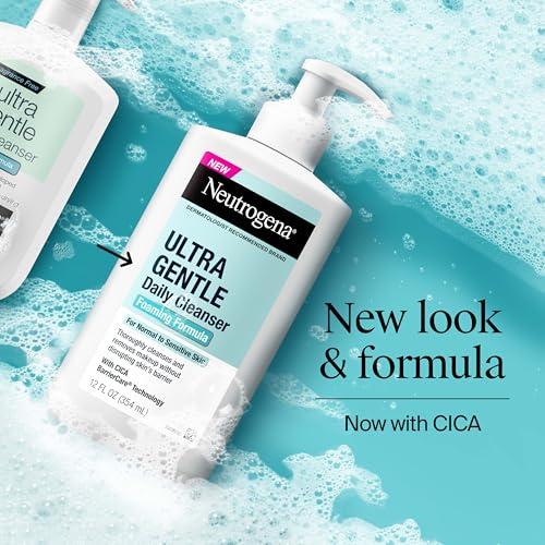 Neutrogena Ultra Gentle Foaming Facial Cleanser, Fragrance Free Hydrating Face Wash for Sensitive Skin, Daily Non Over Drying Makeup Remover, Hypoallergenic, Soap & Dye Free, Non-C