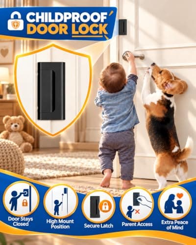 Home Security Front Door Lock, Child Safety Door Reinforcement Lock Latch