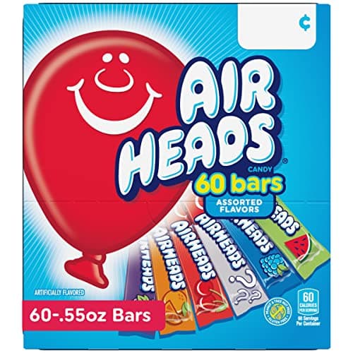 Airheads Full-Size Candy Bars, Assorted Taffy Variety Pack, 60 Count Box (S&S)