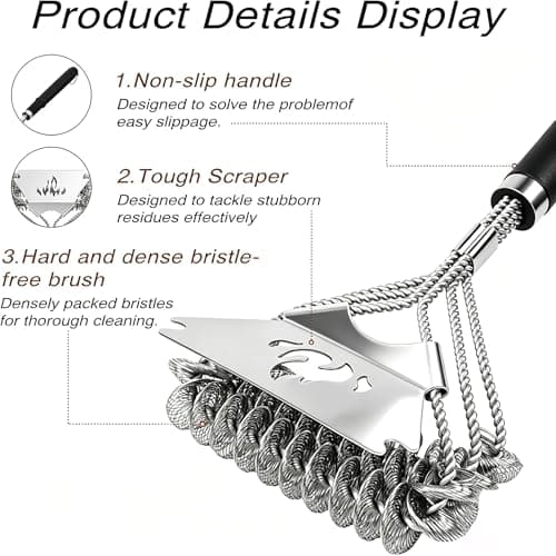 TNTOR Grill Brush Bristle Free with Scraper, 18" Handle BBQ Grill Brush for Outdoor Grill, Extra Strong Grill Cleaner Brush for Grill/Smoker/Gas/Charcoal, Father's Day Grill Gifts for Men/Dad