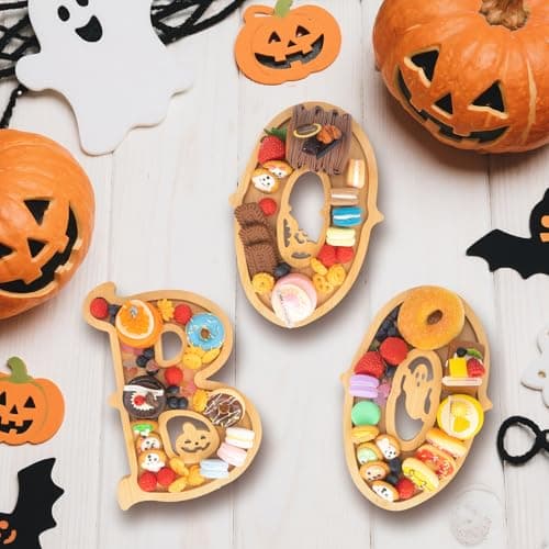 Set Nsoyos de 3 Tablas de Madera para Halloween 'BOO' + 14 Globos y Soportes