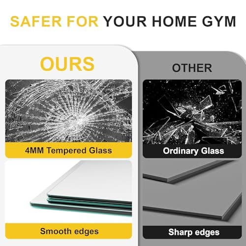 Home Gym Mirrors for Wall, 48”x28”x2 PCS Large Workout Mirrors for Home Gym | Tempered Glass, HD Reflection, Full Length Frameless body mirror for Home Gym, Garage, Yoga, Dance, Bedroom(Silver)