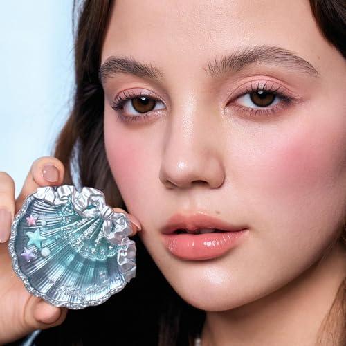 Flower Knows Shell’s Jewel 13-Piece Makeup Gift Box Set,Lip Gloss×2+Blush×1+ Eyeshadow Palette×1+Highlighter×3+Hand Mirror×1+Hair Clip×1+Mini Powder Puff×1+Blush Brush×1+Eyeshadow