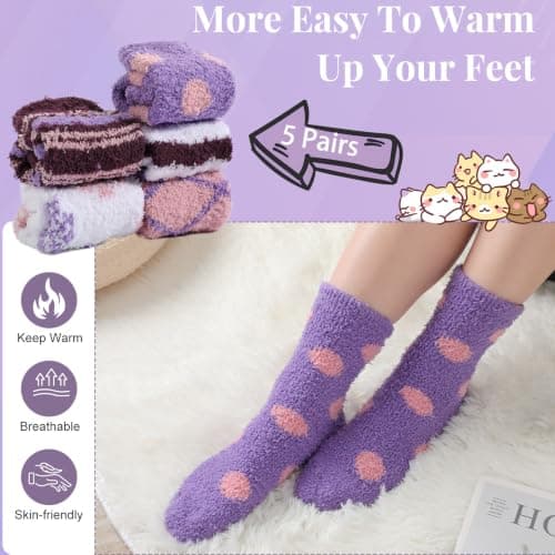 Clothirily Fuzzy Socks for Women, Fluffy Socks Womens, Cozy Slipper Sock