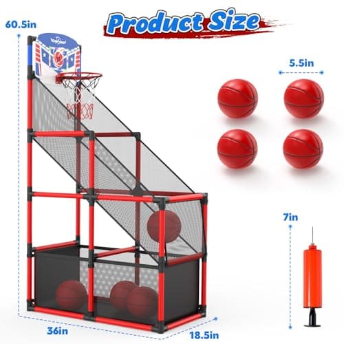 Aro de Básquetbol Arcade Ajustable EagleStone con Marcador LED para Niños