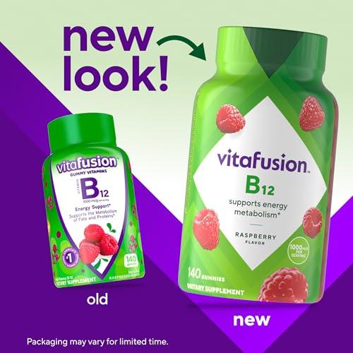 Vitafusion Vitamina B12 Gomitas para Energía, Frambuesa, 140 Uds.