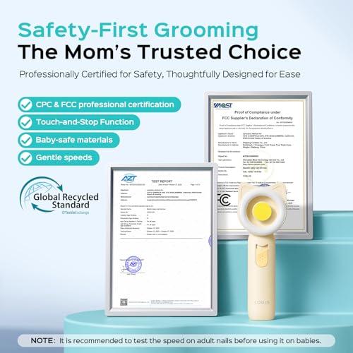 Kit 16 en 1 COSLUS para Uñas de Bebé: Eléctrico, Silencioso y con Luz 360°