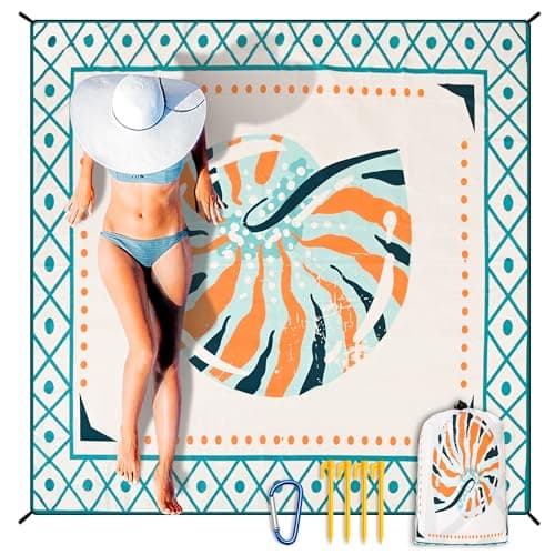 HIHOHO Waterproof Sandproof Beach Blanket Mat for 1-8 Adults, Quick Drying
