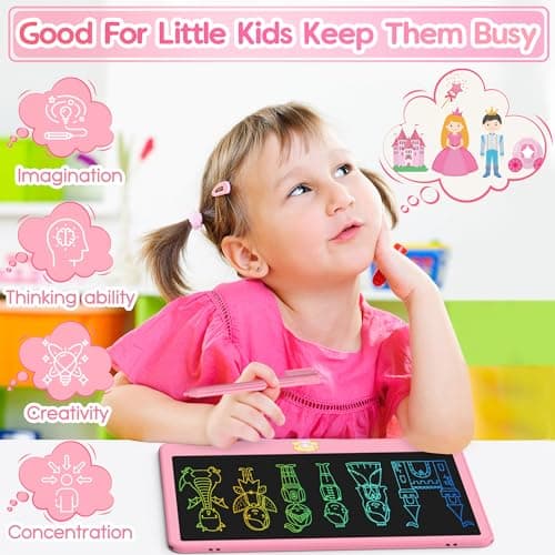 Tableta de Escritura LCD Hockvill de 12 Pulgadas Rosa para Niños y Niñas, Pizarra Mágica Borrable para Dibujar, Juguete Educativo y de Viaje, Regalo Ideal de Cumpleaños/Navidad
