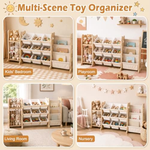 Toy Storage Organizer with Bookshelf and Stuffed Animal Storage 60.7'' L